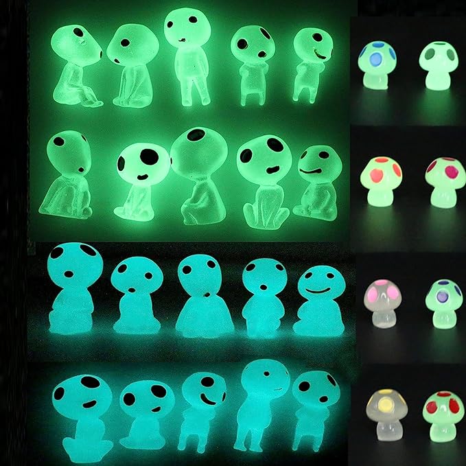 Fairy Garden Accessories Tree Elves Easter Egg Fillers Glow in Dark Basket Stuffers Garden Alien Decor Miniature for Micro Landscape Outdoor Status Patio Lawn Yard Kit