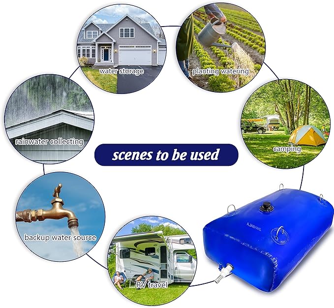 800Gal Portable Water Storage Bladder, Foldable Large Capacity Container Water Tank, Agricultural Irrigation, Camping, Firefighting, Outdoor Household Water