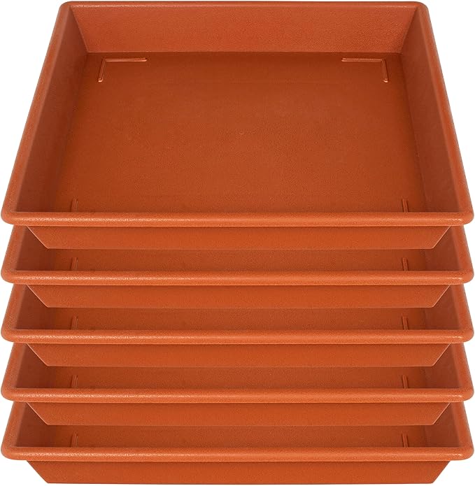 Square Plant Saucer 6 Inch 5 Pack6 8 12 14 16 18 20 Flower Pot No Holes Plant Drip Trays, Plant Trays for Pots Heavy Duty Plastic Plant Saucers for Indoors Outdoors