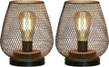 JHY DESIGN Set of 2 Metal Cage LED Lantern Battery Powered Cordless Accent Light with LED Great for Weddings Parties Patio Events for Indoors Outdoors