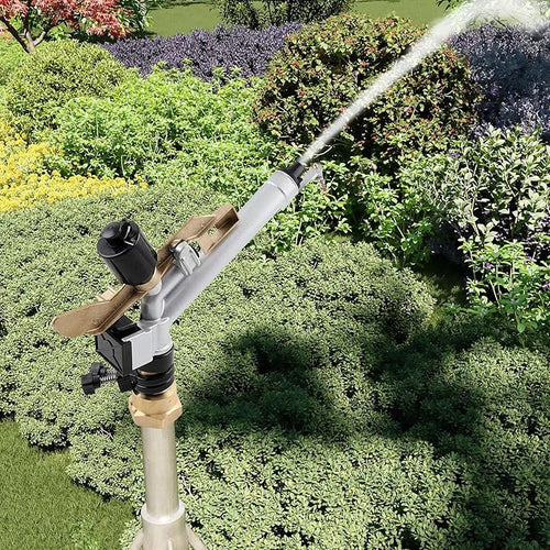1.5" 360° Adjustable Impact Spray Gun Sprinkler with Nozzle Set, Water Spray Gun Large-Area Agriculture Irrigation Spray Gun Watering Sprinkler for Garden Farm Lawn