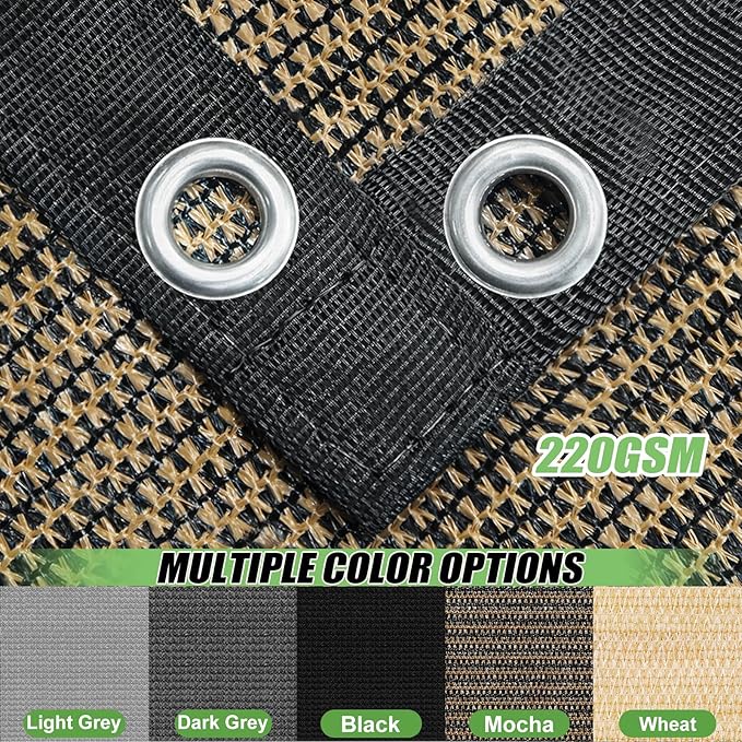 Outdoor 90% Sun Shade Cloth with Grommets, 9 X 20 FT Pergola Shade Cover for Garden Patio Carport Kennel Swimming Pool, Mocha (We Make Custom Size)