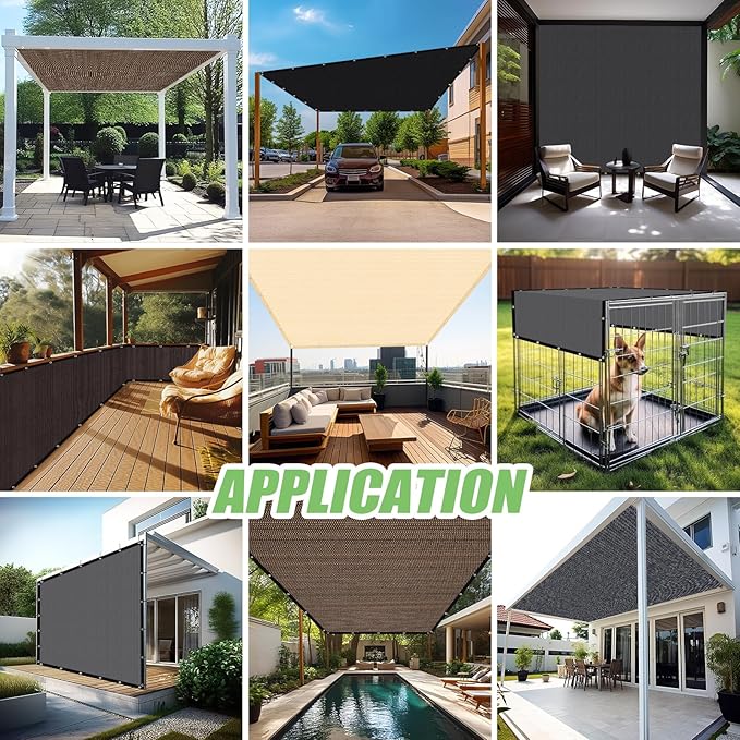 Outdoor 90% Sun Shade Cloth with Grommets, 12 X 19 FT Pergola Shade Cover for Garden Patio Carport Kennel Swimming Pool, Dark Grey (We Make Custom Size)