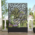 Casaphoria Metal Raised Garden Bed with Trellis and Wheels, 72"x47"x16" Planter Box for Climbing Plants, Vegetables & Vines, Features Drainage Holes and Privacy Screen, Black(Net&Helen)