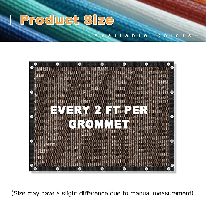 VICLLAX Shade Fabric Sun Shade Cloth with Every 2 FT Grommets for Patio Garden Pergola Cover Canopy 13x15 FT, Mocha