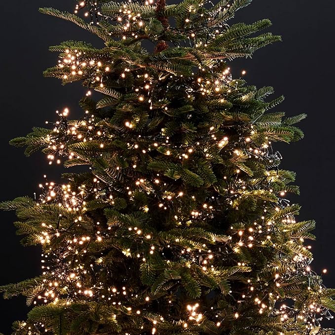 Dazzle Bright Warm White Christmas String Lights, 82ft 1000 LED Waterproof Green Wire Fairy Lights with 8 Modes, Outdoor Lights for Xmas Tree Holiday Wedding Party Christmas Decorations