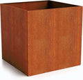 DIY CARTEL Corten Steel Cube Outdoor Planter Box, Rustic & Modern Farmhouse Design, Large Raised Metal Garden Bed for Commercial & Residential Use