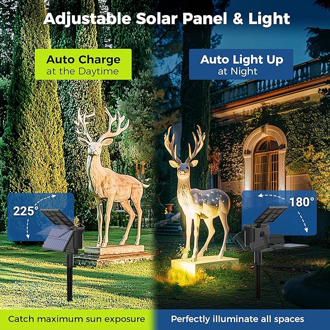 Solar Spot Lights Outdoor Waterproof for Flag, Tree, House, Garden, Yard, Landscape Spotlights for Accent Uplighting Halloween Christmas Decorations-4 Pack