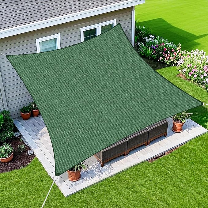Amagenix Sun Shade Sail 16'X24' Curved Edge Outdoor Shade Canopy Dark Green Breathable 95% UV Block Shade Cloth for Patio Garden Backyard (We Make Custom Size)