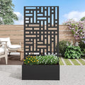 Casaphoria Metal Raised Garden Bed with Trellis and Wheels, 59"x30"x12" Planter Box for Climbing Plants, Vegetables & Vines, Features Drainage Holes and Privacy Screen (Black-Helen)