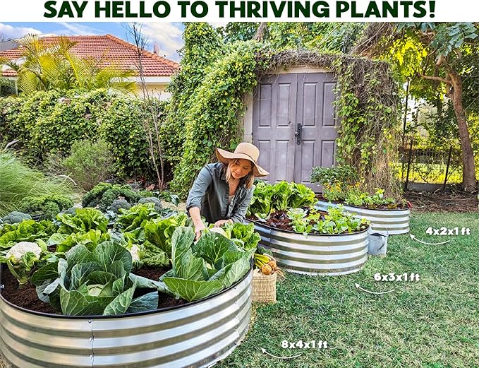Galvanized Raised Garden Beds Outdoor // 4×2×1 ft (2-Pack) Planter Raised Beds for Gardening, Vegetables, Flowers // Large Metal Garden Box (Silver) // Patented Tool-Free Design