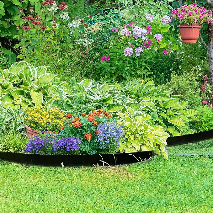 4 inch Tall Landscape Edging No Dig 33FT Garden Edging with 30 Spikes, Landscape Edging Border for Landscaping, Lawn, Flower Beds, Grass, Yard