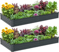 2PCS 8x4x1ft Raised Garden Bed-Outdoor Galvanized Planter Box for Vegetables, Fruits,Herbs, Flowers, Metal Raised Garden Bed kit-Grey