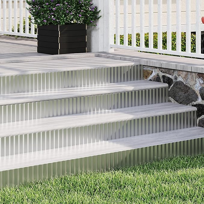 Metal Garden Edging Border, Corrugated Steel Landscaping, DIY for Lawn (Silver, 10 Inch x 20FT)