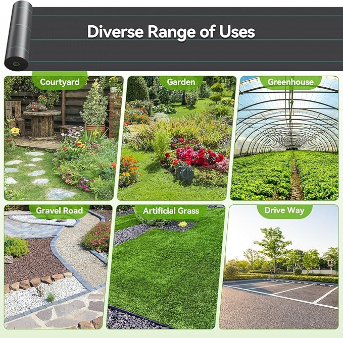 4ftx100ft Weed Barrier Landscape 3.2oz Fabric Heavy Duty, Woven Weed Control Cloth, Woven Geotextile Fabric for Underlayment, Gardening Ground, Commercial Driveway Weed Block Cover Mat