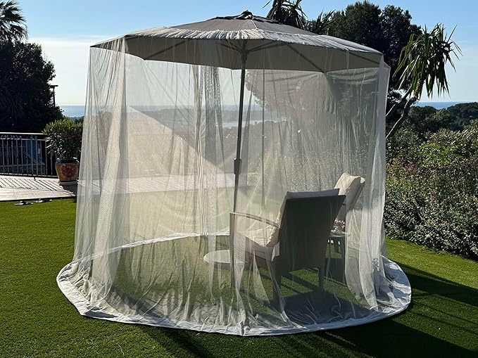 Mosquito Net for Umbrella 11 FT | Large Sizes & Fabric Designed for Outdoors | Insect House Screen Netting for Patio, Porch & Garden Terrace | Outside Canopy Bug & Fly Protection Enclosure
