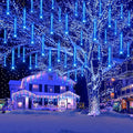 Aokudoni Blue Christmas Icicle Lights, 16 Inch 8 Tube Outdoor, UL Certified LED Connectable Decorations for Yard Porch Party Garden