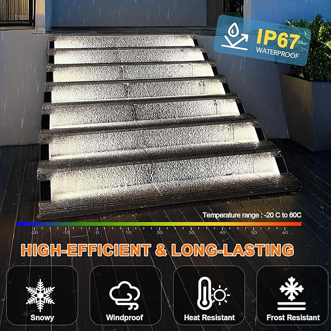Solar Step Lights - Waterproof Outdoor Decor, IP67 Solar Lights for Yard, Patio, Garden, Walkways, Front Door, Pathway, Driveway (12)