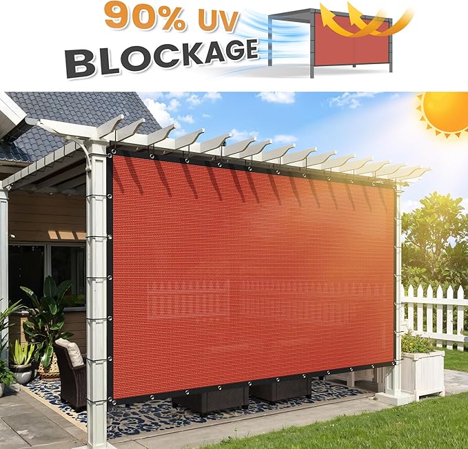 VICLLAX Shade Fabric Sun Shade Cloth with Every 2 FT Grommets for Patio Garden Pergola Cover Canopy 6x22 FT, Rust Red