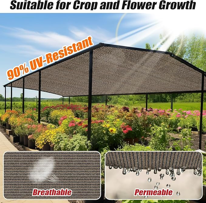 Outdoor 90% Sun Shade Cloth with Grommets, 17 X 20 FT Pergola Shade Cover for Garden Patio Carport Kennel Swimming Pool, Mocha (We Make Custom Size)