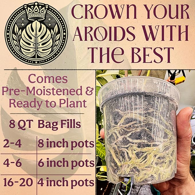 Craft Aroid Potting Mix- Elite Alocasia, Philodendron, Monstera Soil Mix, Chunky, Well Draining Potting Soil for Indoor Plants, All Tropical Plants & Houseplants, Synthetic & Peat Free 8QT