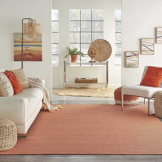 Nourison Positano Indoor/Outdoor Terracotta 2'2" x 10' Area Rug, Easy Cleaning, Non Shedding, Bed Room, Living Room, Dining Room, Backyard, Deck, Patio (2x10)