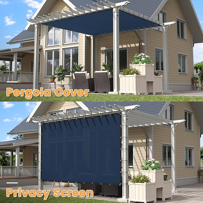 VICLLAX Shade Fabric Sun Shade Cloth with Every 2 FT Grommets for Patio Garden Pergola Cover Canopy 15x16 FT, Dark Blue