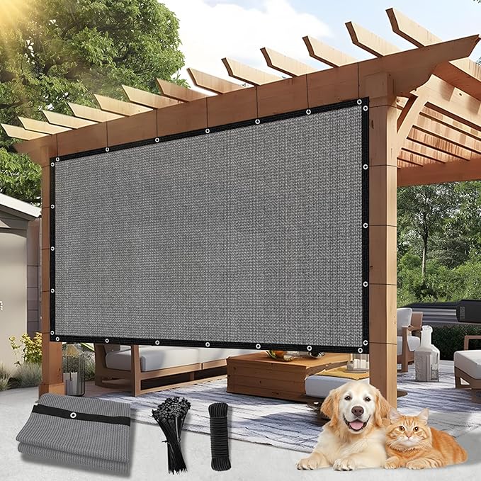 Outdoor 90% Sun Shade Cloth with Grommets, 4 X 19 FT Pergola Shade Cover for Garden Patio Carport Kennel Swimming Pool, Light Grey (We Make Custom Size)