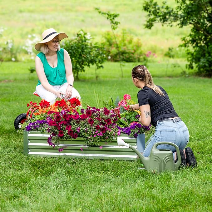 Sunnydaze Galvanized Raised Garden Bed - Metal Raised Bed for Gardening - Outdoor Planter Box for Flowers, Plants, and Vegetables - Silver - 12” H Square