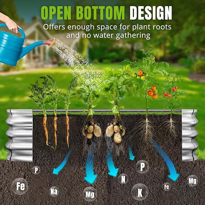 Sponvatt Raised Garden Bed - Outdoor Galvanized Raised Garden Bed Planter Boxes, Large Oval Metal for Gardening Planter Box Kit,Suitable for Vegetables,Herbs (Silver, 6x3x1 Ft)