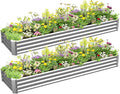 8x2x1ft(2 Pack) Galvanized Raised Garden Bed for Gardening,Metal Planter Boxes Outdoor Patio Kit Planting Bed for Vegetables Flowers Herb,Silver