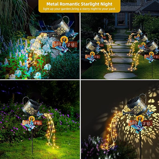 Solar Watering Can Lights, 1 Pack Outdoor Solar Lantern Decorative, Solar Outdoor Lights Watering Can Lantern for Balcony Garden Courtyard Patio Yard Lawn Patio Walkway Party Decorations
