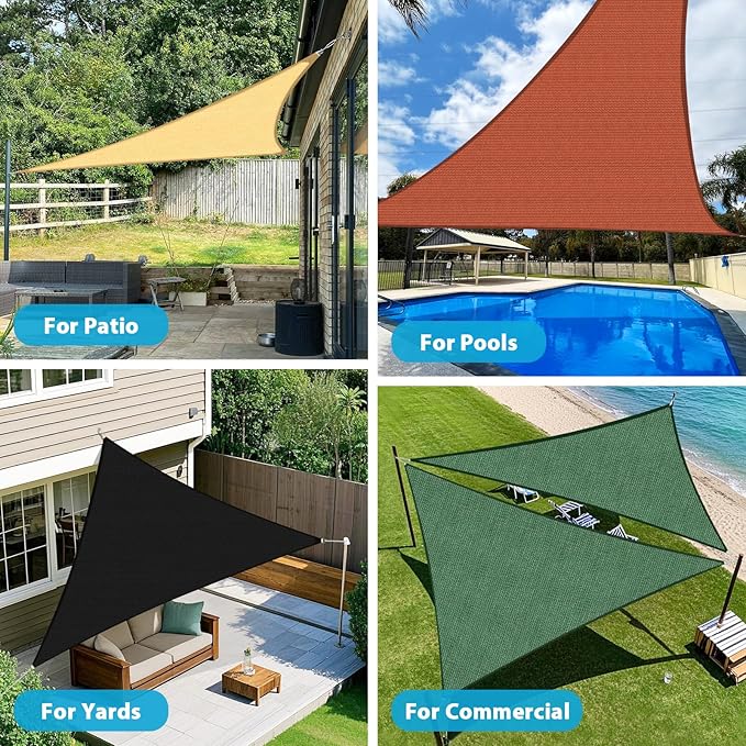 Amagenix Sun Shade Sail 6'X6'X6' Curved Edge Outdoor Shade Canopy Sand Breathable 95% UV Block Shade Cloth for Patio Garden Backyard (We Make Custom Size)