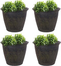 Sunnydaze 24-Inch Anjelica Large Plastic Pot for Plants - Outdoor Polyresin Round Planter with Drillable Drainage Holes - Sable - 4pk