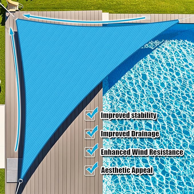 Amagenix Sun Shade Sail 8'X8'X8'Curved Edge Outdoor Shade Canopy Mixed Turquoise Breathable 95% UV Block Shade Cloth for Patio Garden Backyard (We Make Custom Size)