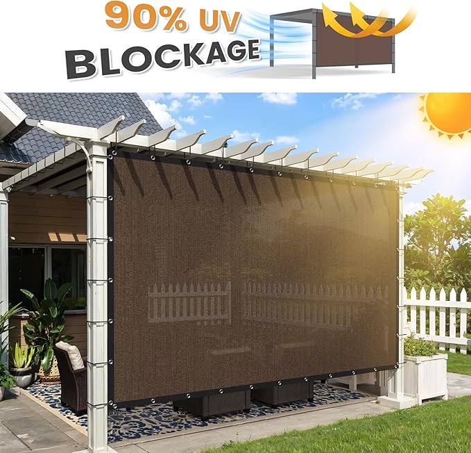 VICLLAX Shade Fabric Sun Shade Cloth with Every 2 FT Grommets for Patio Garden Pergola Cover Canopy 3x10 FT, Mocha