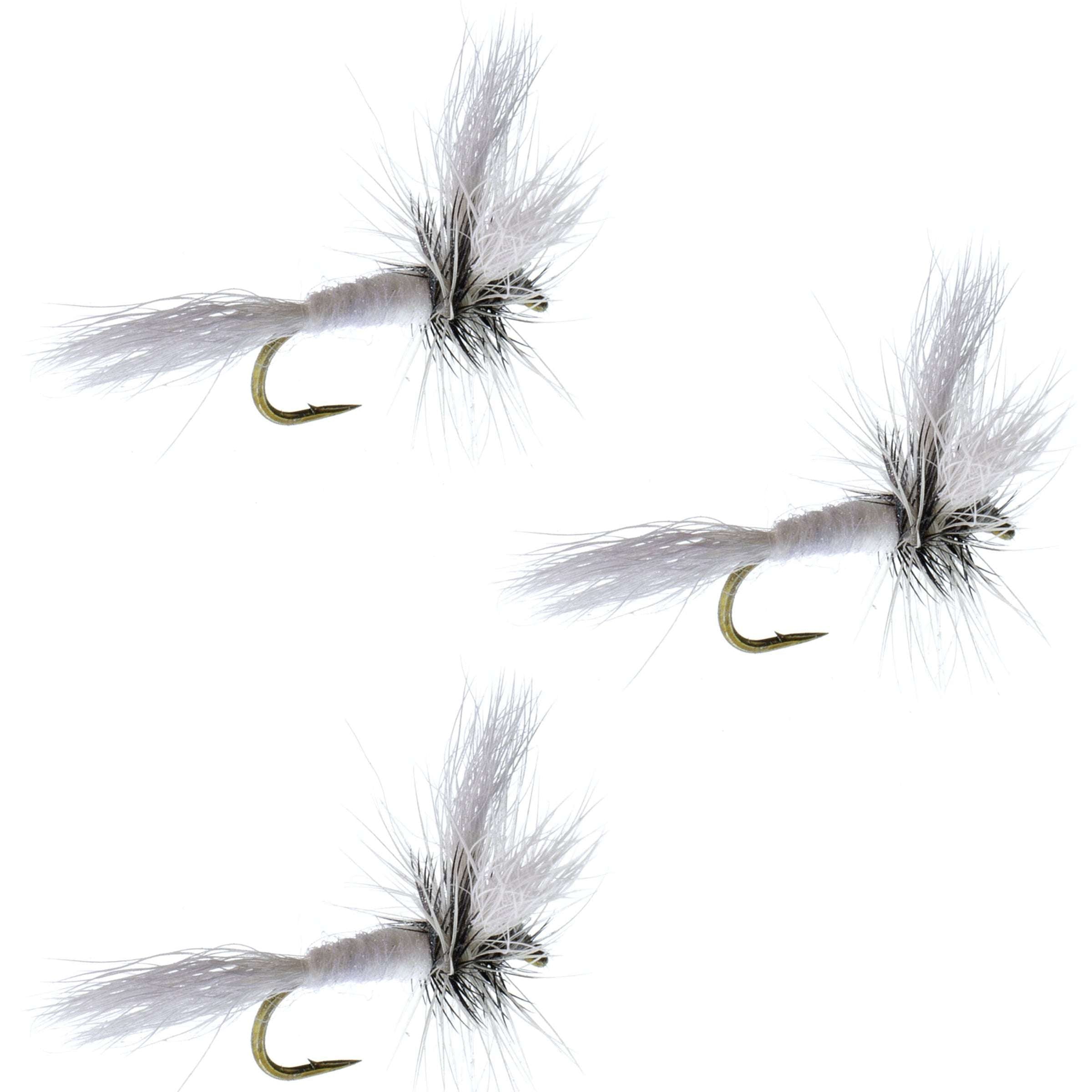 3 Pack Barbless White Wulff Classic Hair Wing Dry Fly - Hook Size 12
