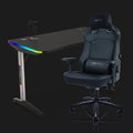 E-WIN Ultimate Gamer Bundle with Flash XL Revolution Upgraded Series and Nexus Lucis RGB Gaming Desk with Wireless Charging