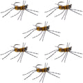 Barbless Pat's Barred Rubber Legs Tungsten Bead Jigged Coffee/Tan Euro Nymph  - Set of 6 Flies Hook Size 6