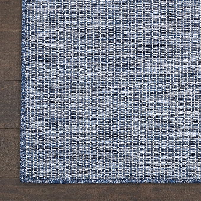 Nourison Home Positano Indoor/Outdoor Navy Blue 6' x Round Area Rug, Easy Cleaning, Non Shedding, Bed Room, Living Room, Dining Room, Backyard, Deck, Patio (6 Round)