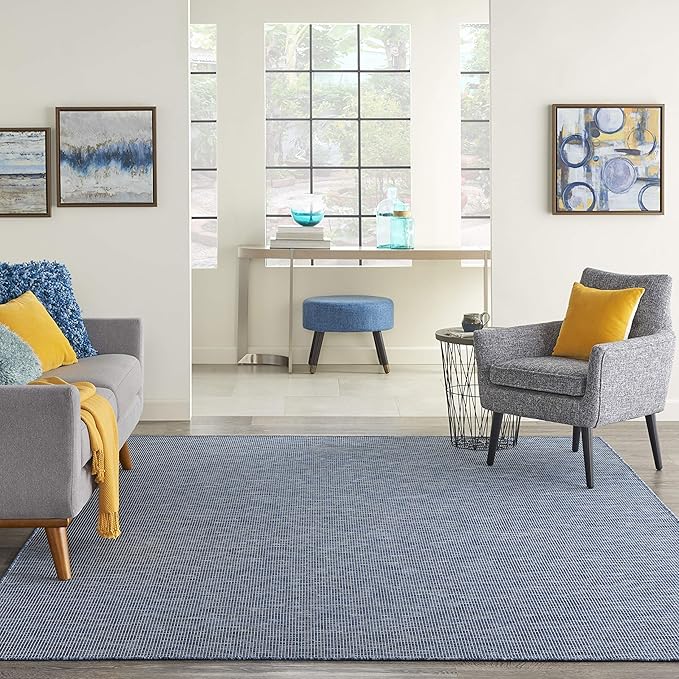 Nourison Positano Indoor/Outdoor Navy Blue 2'2" x 10' Area Rug, Easy Cleaning, Non Shedding, Bed Room, Living Room, Dining Room, Backyard, Deck, Patio (2x10)