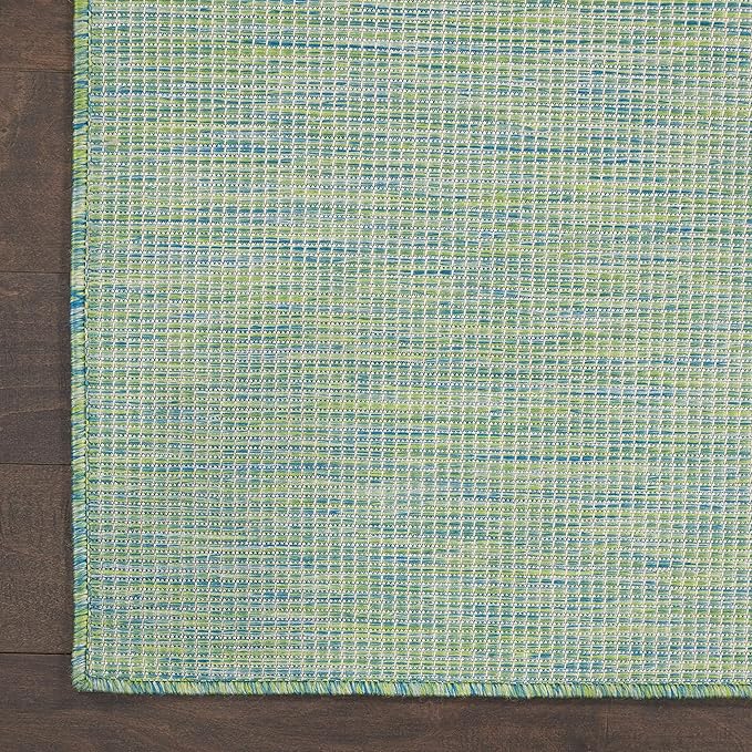 Nourison Positano Indoor/Outdoor Blue/Green 8' x Round Area Rug, Easy Cleaning, Non Shedding, Bed Room, Living Room, Dining Room, Backyard, Deck, Patio (8 Round)
