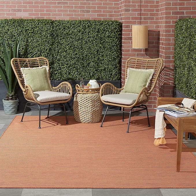Nourison Positano Indoor/Outdoor Terracotta 2'2" x 10' Area Rug, Easy Cleaning, Non Shedding, Bed Room, Living Room, Dining Room, Backyard, Deck, Patio (2x10)