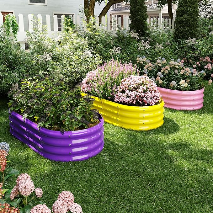 Galvanized Metal Planter Raised Garden Bed Kit for Gardening Outdoor，6x3x2ft Planter Grow Garden Box Raised Flower Bed，Long Vegetable Clearance Herb Raised Garden Beds for Container Gardening