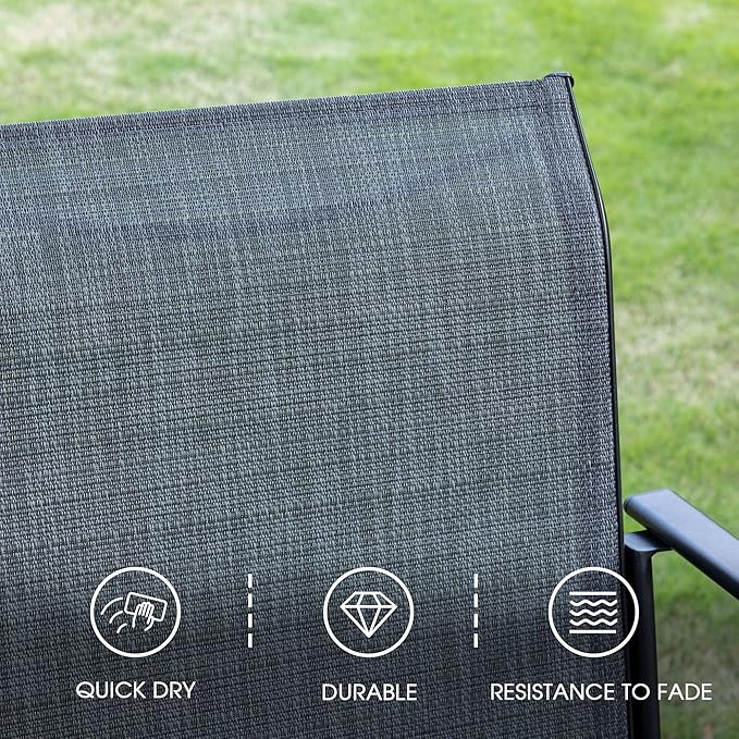 VICLLAX 11 Pieces Patio Dining Set for 10, Outdoor Furniture Set Includes 60" Round Outdoor Table and 10 Lawn Stackable Chairs, Black Tabletop and Grey Fabric