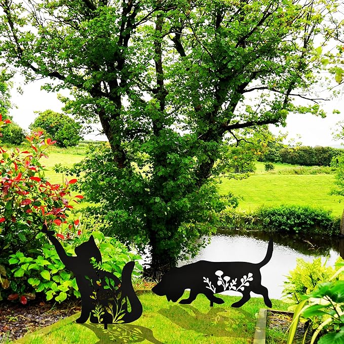 Basset Hound Metal Dog Stake Garden Garden Statue, Yard Decoration Art Lawn, Dog Gifts for Dog Lovers, Outdoor Home Decoration Metal Animal Statue