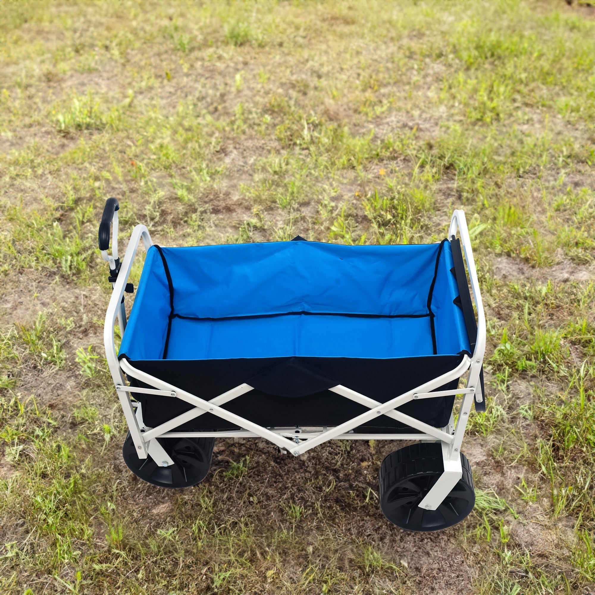 Folding Wagon Garden Shopping Beach Cart (white)