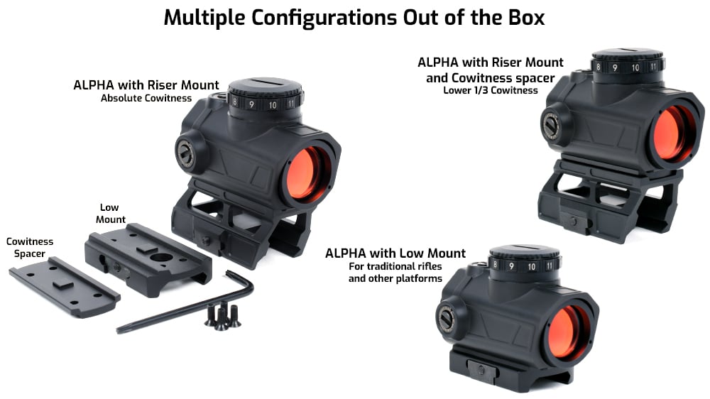 AT3 ALPHA Micro Red Dot with Shake Awake and Cantilever Riser