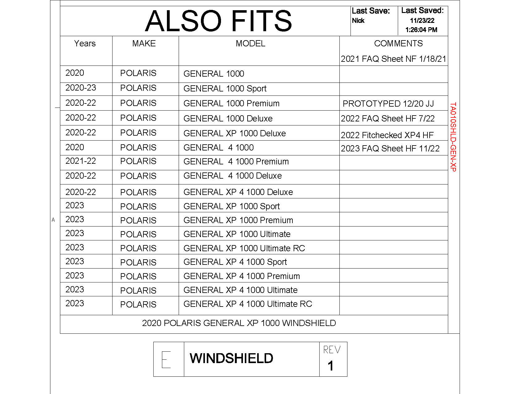Trail Armor Full Windshield for 2020-22 Polaris General 1000 / XP 1000