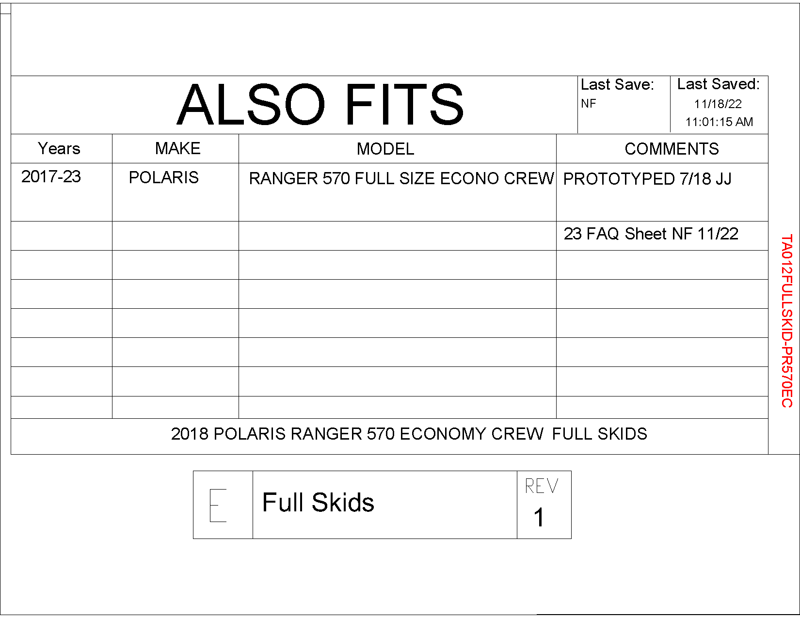 Trail Armor Full Skids for2017-23 Polaris Ranger 570 Economy Crew